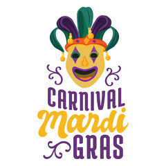 Mardi gras joker mask lettering © Vexels