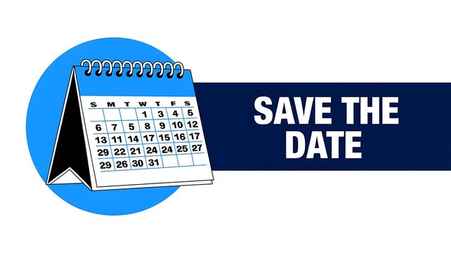 Save the date calendar, event invitation template, desk calendar, reminder icon