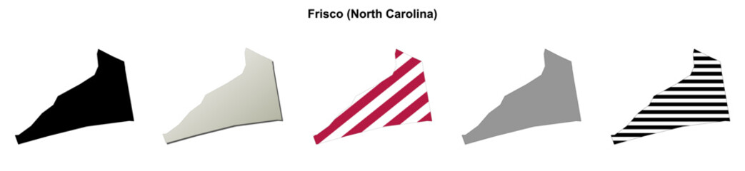 Obraz premium Frisco (North Carolina) blank outline map set