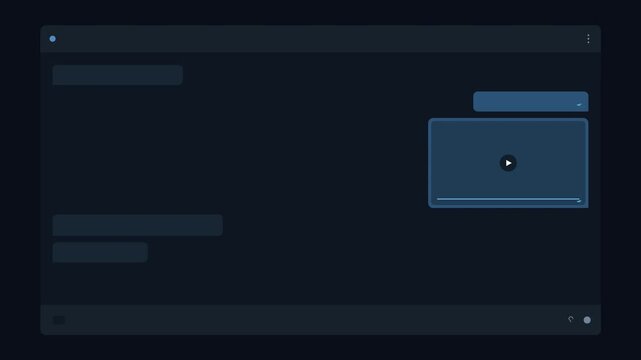 Dark theme multimedia application panel showcasing a file uploading loading animation symbol inside a video player box