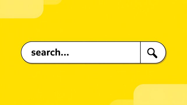 Search bar, magnifying glass, online search, web browser, yellow background