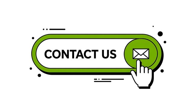 Contact us button, email icon, web interface element, green and white design