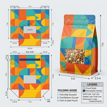 Colorful resealable stand up pouch packaging with nuts