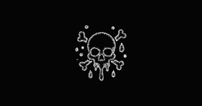 Sketch poison skull icon animation - smooth progressive reveal