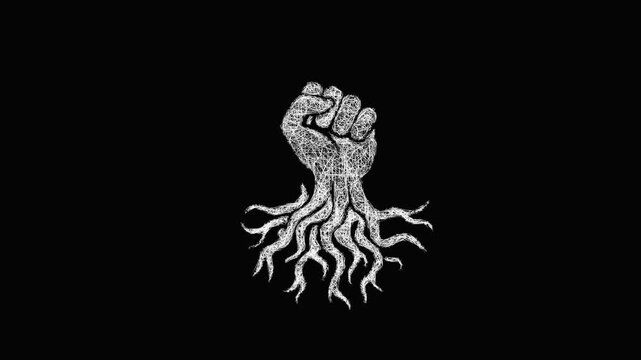 Sketch entangling roots icon animation - smooth progressive reveal