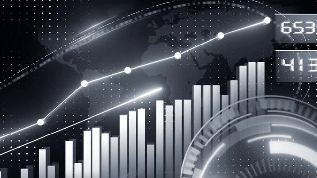 White color advance data analysis algorithms dashboard close up shot of rising graph stock market 3D background 