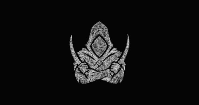 Sketch hooded assassin icon animation - smooth progressive reveal