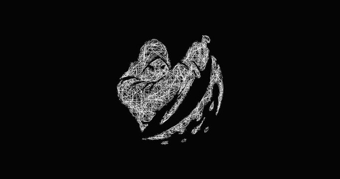 Sketch venom blade assassin icon animation - smooth progressive reveal