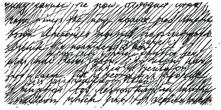 Old vintage handwritten letter with messy cursive ink script written on aged paper texture for historic style