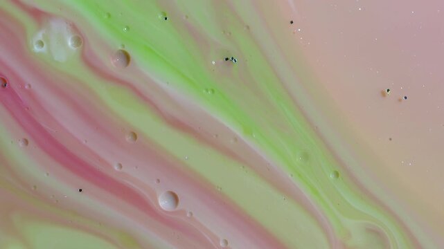 Abstract Skincare Background Macro - Pastel Pink and Green Waves with Negative Space