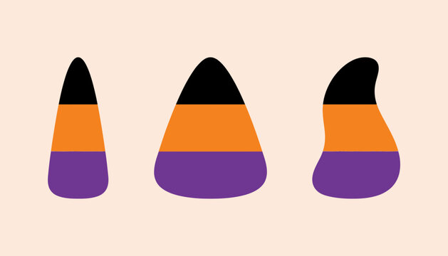 Halloween candy corn graphic in purple orange and black