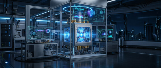 Fototapeta premium Futuristic Quantum Computing Technology Concept with Advanced AI Systems