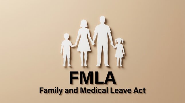 FMLA Family and Medical Leave Act text with a stylized parent and child family icon.