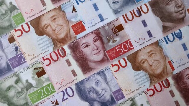 Sweden, Swedish paper money, real banknotes as currency for exchange or travel. Swedish money as a business background