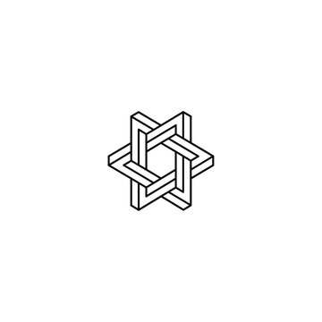 3D Cube Network Pattern Icon flat vector logo design