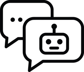 Naklejka premium Chatbot icon set black outline icon of robot head in speech bubbles for ai communication