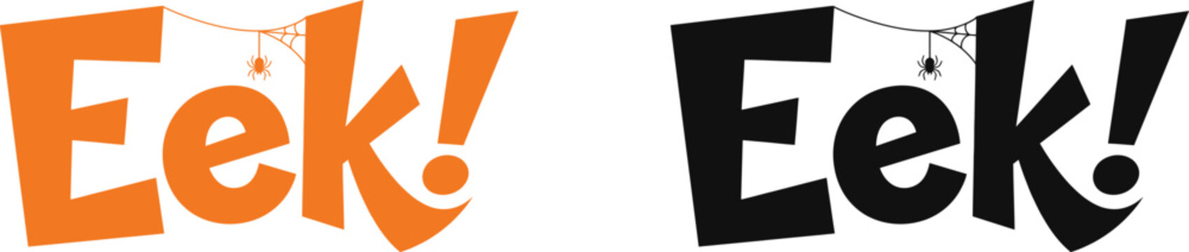 Halloween vector graphic orange and black 'eek ' text with spider webs