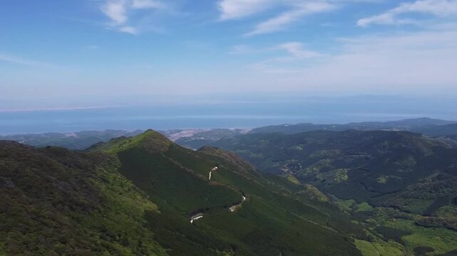 経ヶ岳山頂の上空からの眺望