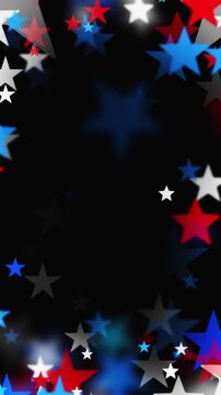 Confetti stars for America's Independence Day. USA backgrounds border with star shapes fading inwards for American celebrations 4th of July, Memorial Day, Veteran's Day, or patriotic US holidays.