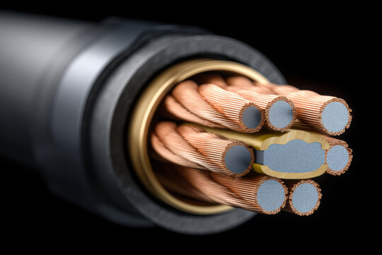 Cross section copper cable electrical wire insulation conductor industrial macro technology energy power