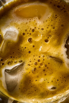 Macro Close Up of Creamy Iced Coffee