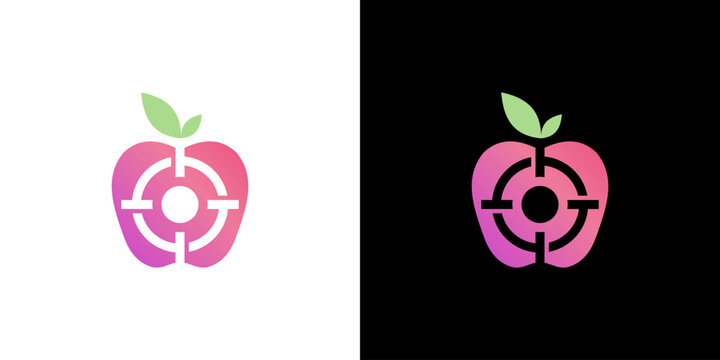 Logo Apple Target Modern dalam Bentuk Vektor, Simbol Makanan Sehat, Nutrisi dan Kesejahteraan, Desain Identitas Merek Organik Minimalis