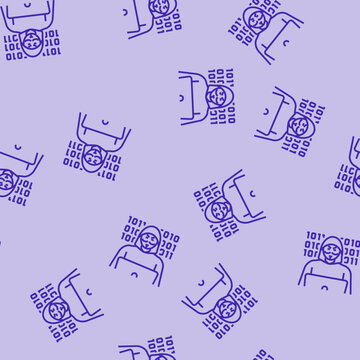 anonymous attacker cyberbullying vector line seamless pattern anonymous attacker cyberbullying sign illustration