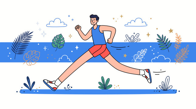 Man running in a natural outdoor setting.