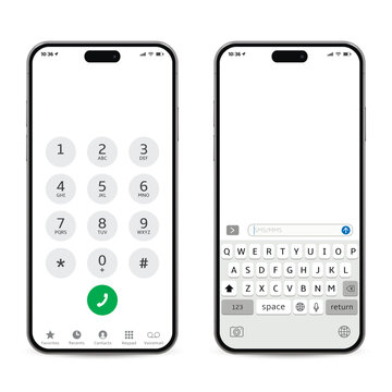 Smartphone screen with keypad and virtual keyboard