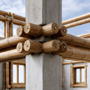 Bamboo concrete structure construction sustainable architectural engineered joint modern eco friendly building with natural light