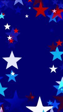 Twinkling confetti stars for America's Independence Day. USA backgrounds border with fading star shapes for American celebrations 4th of July, Memorial Day, Veteran's Day, or patriotic US holidays.