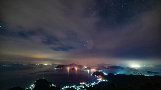 龍ヶ岳山頂から望む星空
