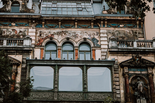 Decoration details of one of the houses in Budapest, Hungary.