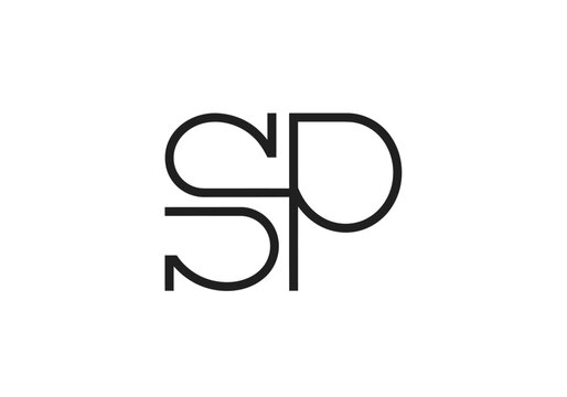Modern black SP overlapping letter monogram on white background
