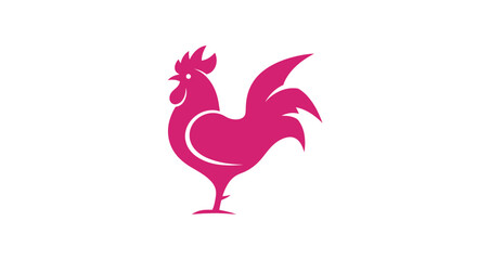 Minimalist pink rooster icon isolated on white background © Bimo