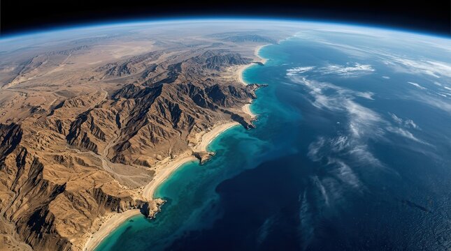 Middle East coastline view from space illustrating areas of tension across sea and land.