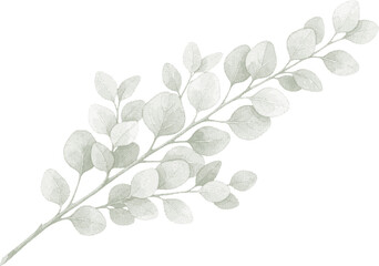 Obraz premium Eucalyptus Branch with Green Leaves Botanical halftone, dither Illustration Isolated background