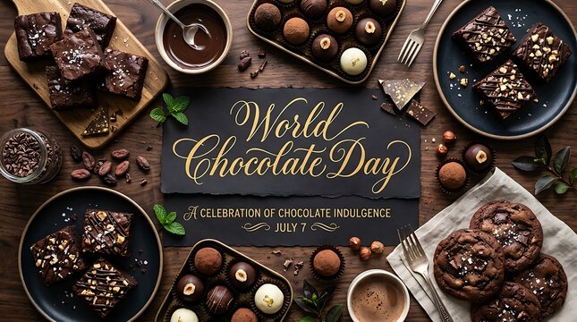 World Chocolate Day Celebration with Assorted Delicious Chocolate Treats.