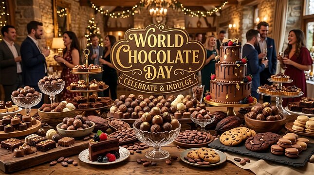 World Chocolate Day Celebration with an Abundance of Delicious Chocolates and Desserts.