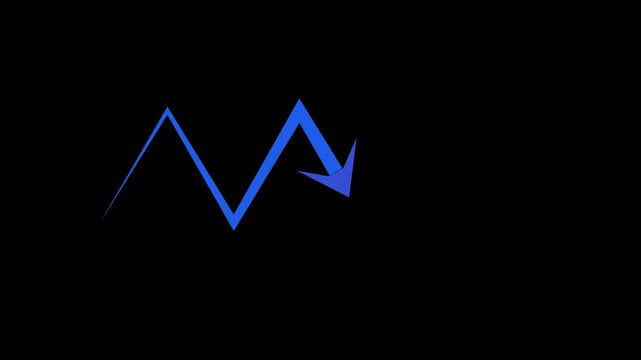 arrow rising transparent abstract business graph arrow rising transparent channel, business growth chart icon animation background 4k. fall up arrow ;Business decline trend animation.