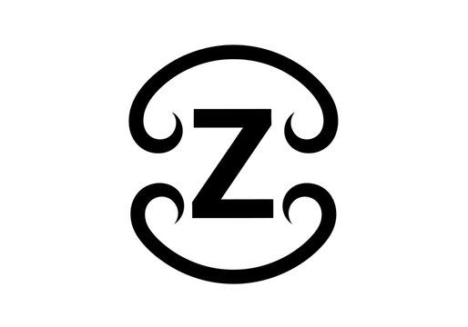 Letter Z monogram logo inside ornamental scroll frame.