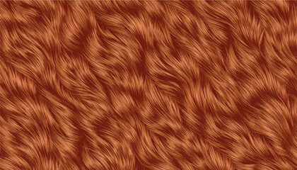 Vector illustration featuring a realistic brown animal fur texture with wavy patterns, soft lighting, and flowing strands, perfect for nature-inspired backgrounds or design projects. © Bediha Duru Öksüz