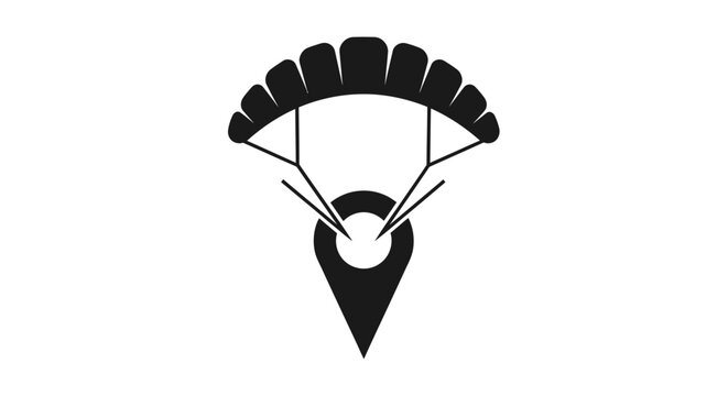 Map pin parachute travel logo symbol