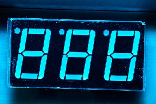 Cyberpunk Blue 7 Segment LED Digital Display Macro