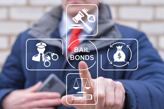 Concept of bail bonds. Bail bond system, bailing out of jail and innocent until proven guilty.