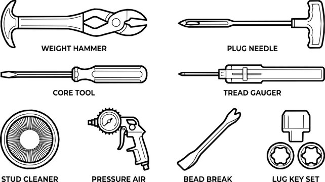 Tire service and wheel maintenance repair tools with maintenance, mechanical