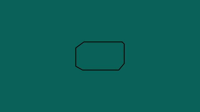 Minimalist Black Line Art Animation of SIM Card Outline - Mobile Connectivity, Telecommunications, and Data Roaming Concept on Teal Background 4k stock  video.