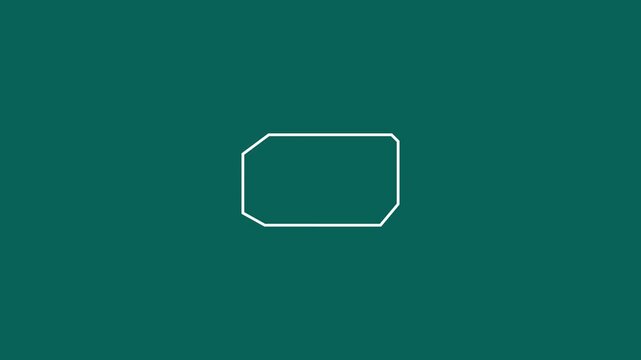 Minimalist White  Line Art Animation of SIM Card Outline - Mobile Connectivity, Telecommunications, and Data Roaming Concept on Teal Background 4k stock  video.