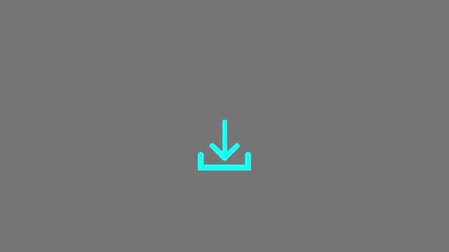 Minimalist Blue  Download Icon Animation - Pulsing Arrow Pointing Down into Tray on White Background 4k stock  video.