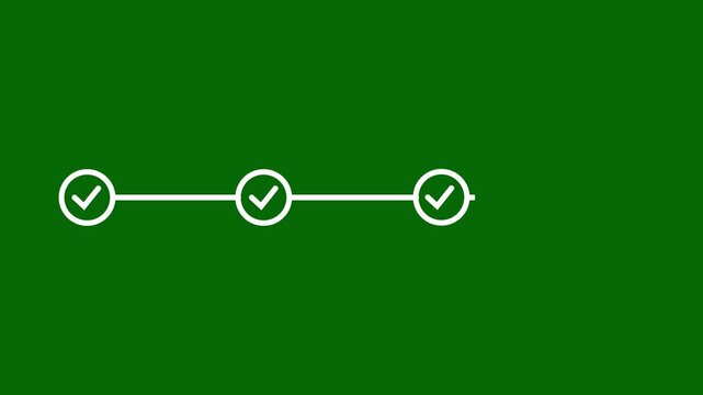 White Line Process Timeline Loop - Four Checkmarks Icon Animation for Business Automation, Auditing, and Strategy Execution 4k stock  video.